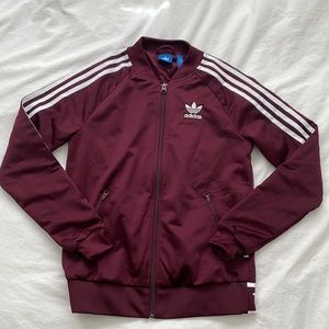 Adidas track jacket size XS. Maroon. Worn less than 3 times, excellent condition